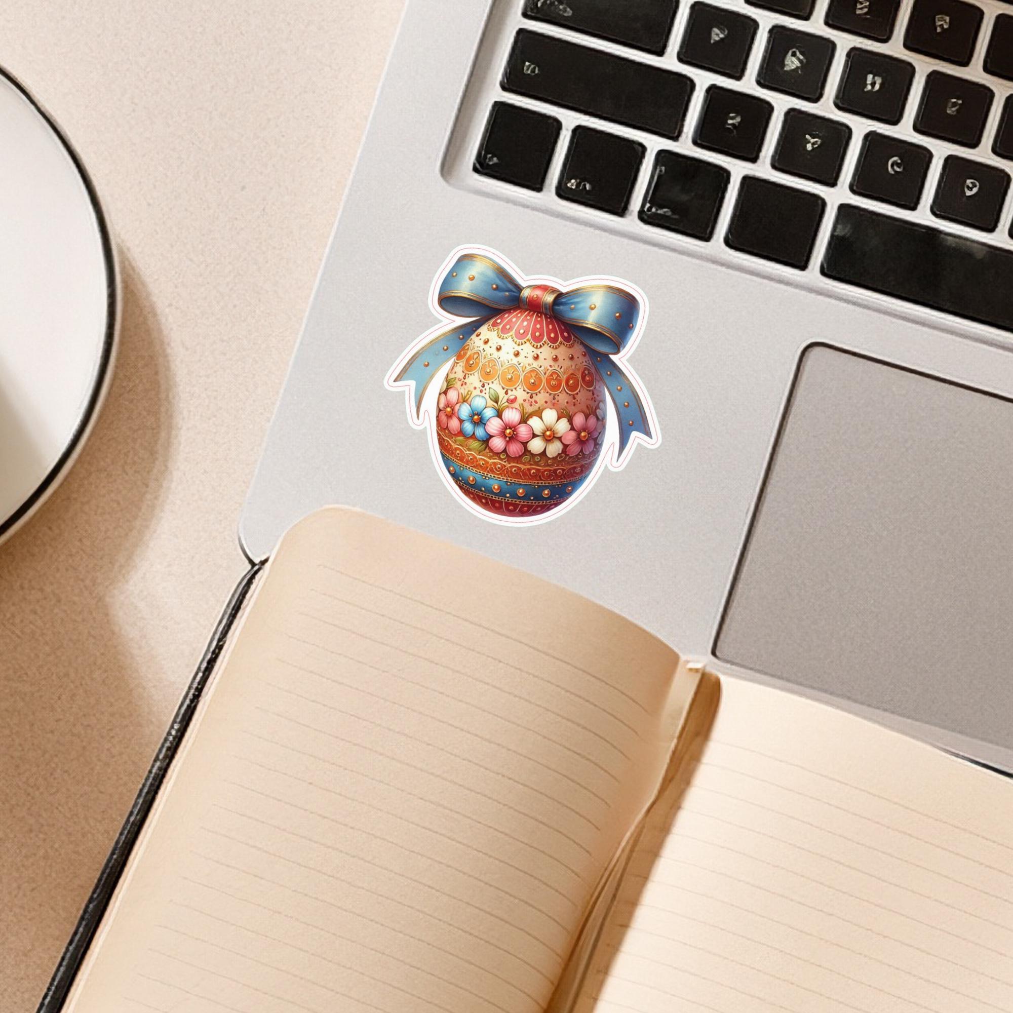 Aufkleber Ostern großer 8 cm Sticker Osterei Deko Osterfest Geschenkaufkleber Dekoei - zur Auswahl in Weiß oder Transparent  #SEG8