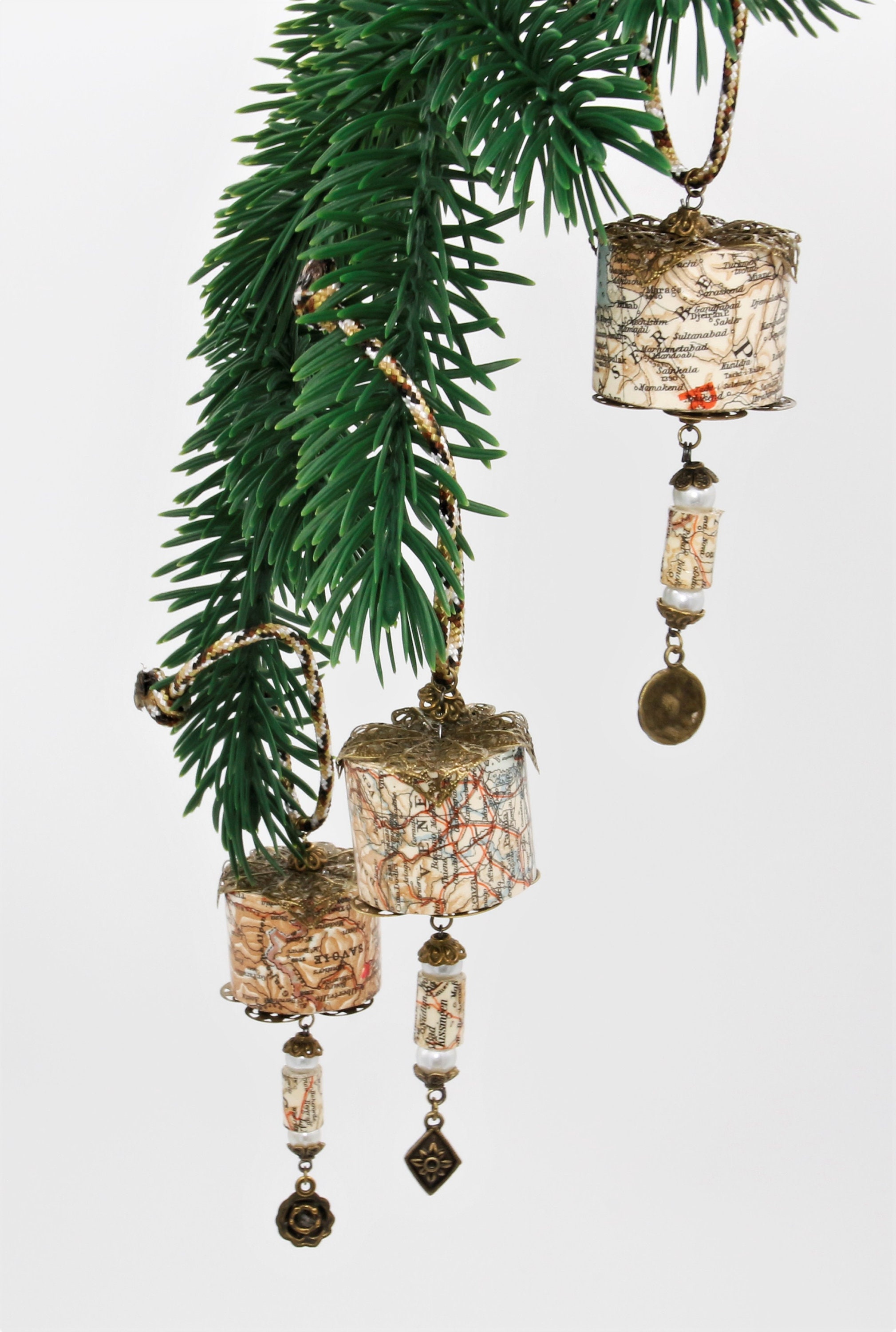 3 Christbaum Anhänger SET - Papierperlenkunst - Christbaumkugel / Weihnachtskugel / Weihnachtsdeko  #1123404945
