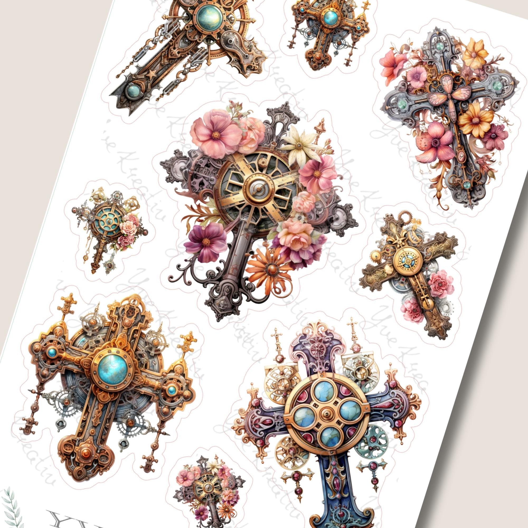 Stickerbogen Aufkleber "Ostern, Kommunion, Kreuz" | Sticker Set - Sticker Bogen zur Auswahl in Weiß - Transparent - Matt - Glanz  #SBA6