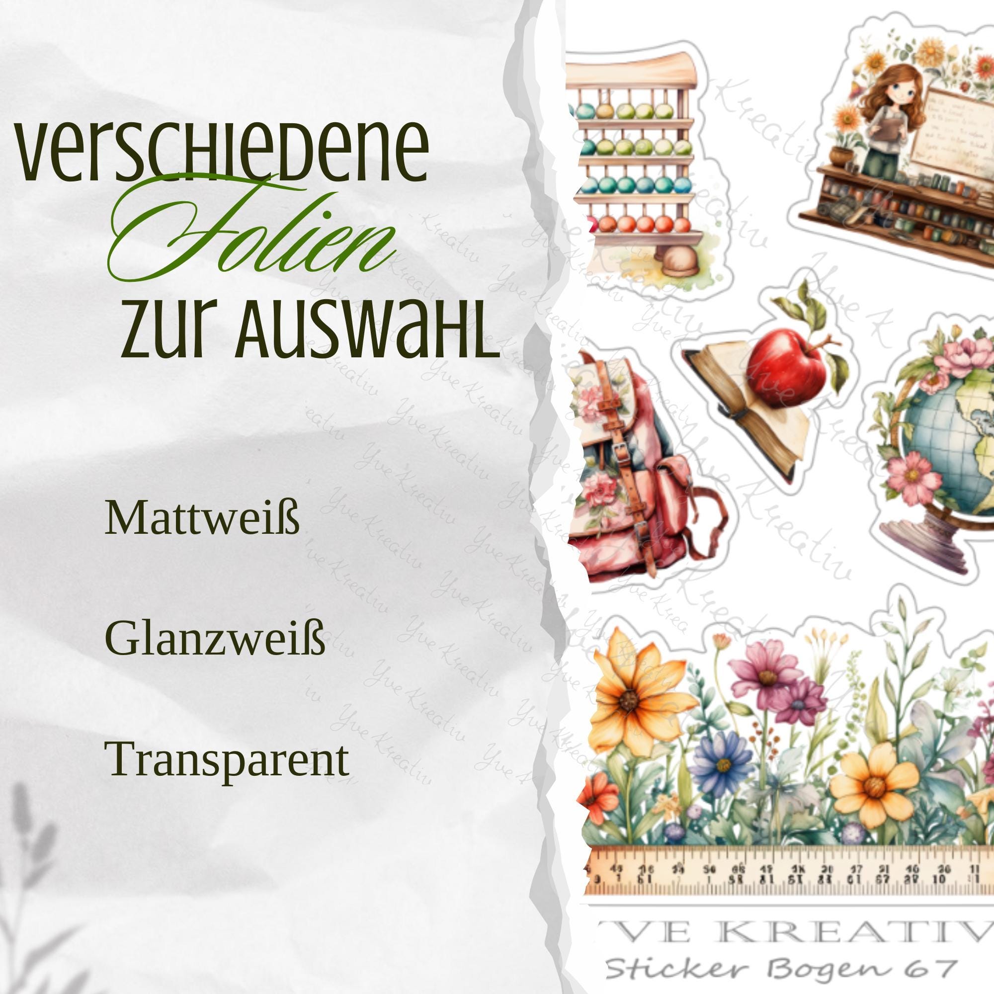 2 Stickerbogen SET Bücher Aufkleber Schule Sticker Schulanfang | Sticker Set zur Auswahl in Weiß - Transparent - Matt - Glanz #SBA6 2 Stickerbogen SET Bücher Aufkleber Schule Sticker Schulanfang | Sticker Set zur Auswahl in Weiß - Transparent - Matt - Glanz #SBA6
